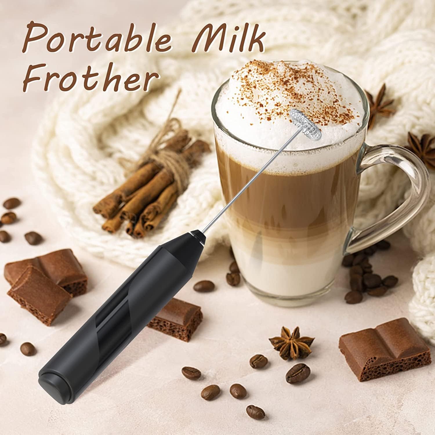 Milk Frother Handheld Electric for Latte Coffee Hot Milk a7