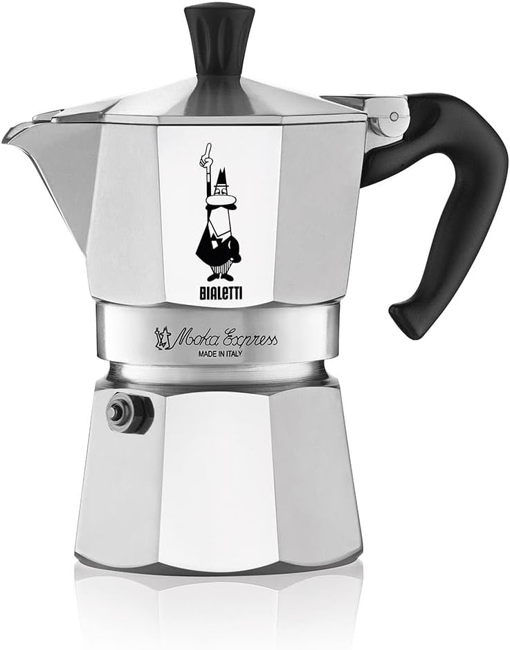 Stovetop Espresso Maker 3 Cups Aluminum Silver k7