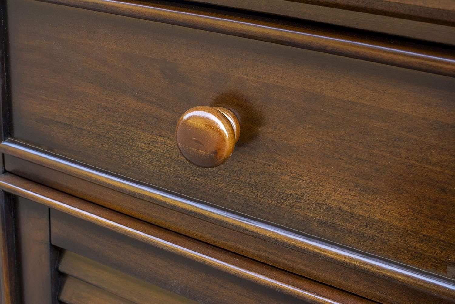 Tropical Walnut Nightstand with Felt Lined Drawer and Shelf k7p