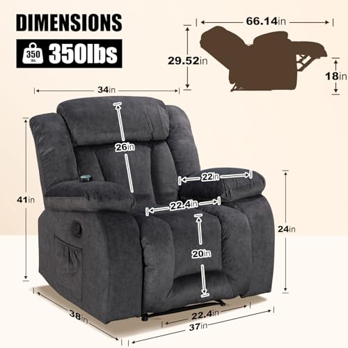 Recliner Chair with 360 Degree Swivel, Khaki a7
