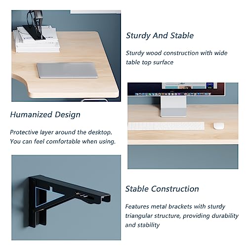 Wall Mounted L-Shape Corner Desk with Fold Down Table k7q