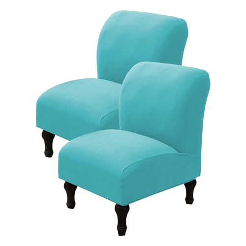 Armless Chair Slipcover 2Pcs Stretch Armless Accent Chair Cover Removable Washable Armless Slipper Chair Slipcover Furniture Protector Covers for Accent Chair without Arms for Living Room 19