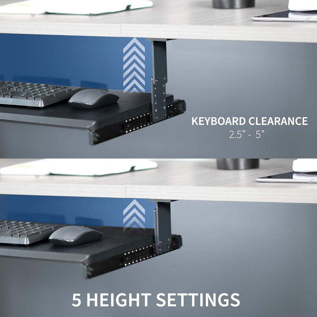 Adjustable Under Desk Keyboard Tray 27x11 Slide-Out Platform Black k7
