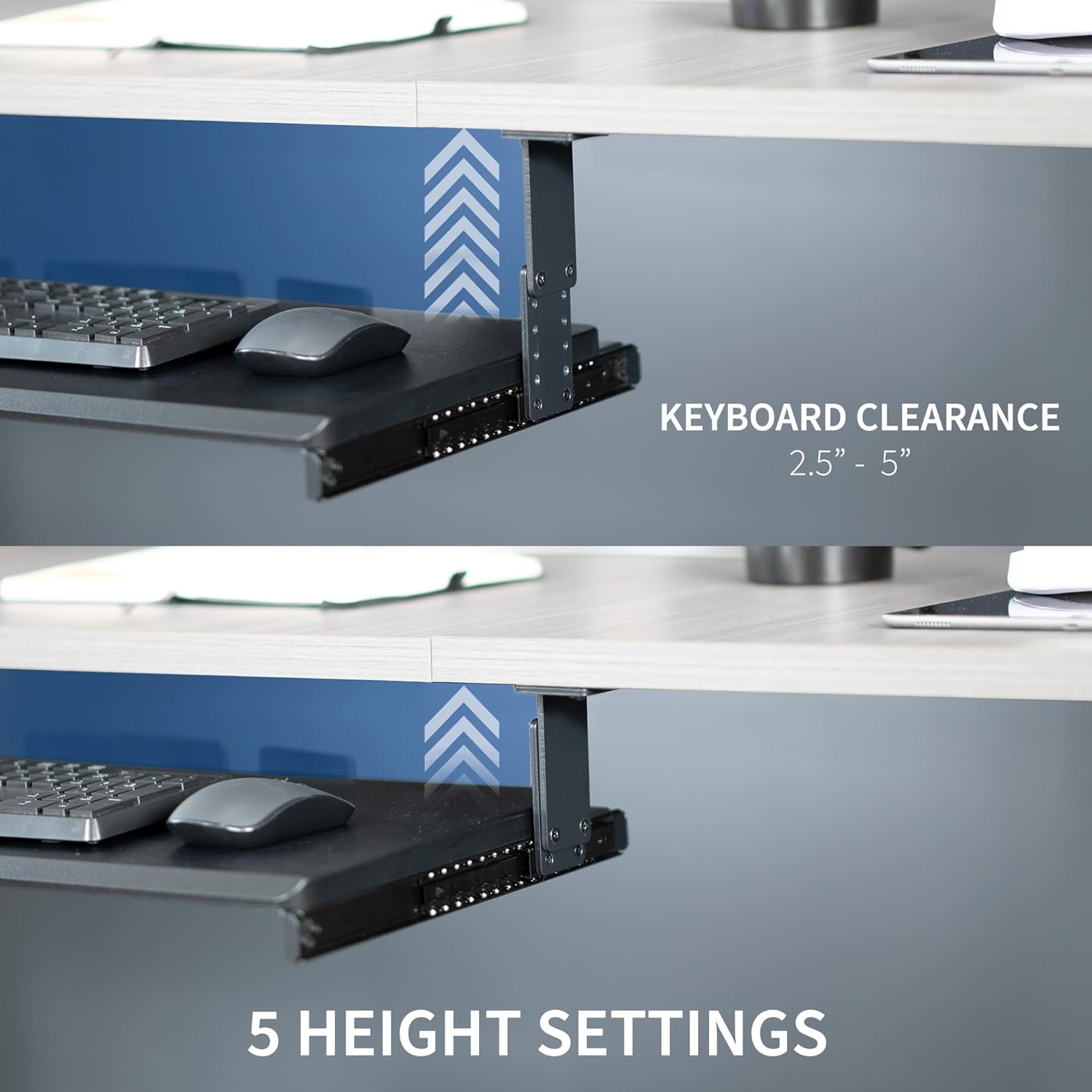 Adjustable Under Desk Keyboard Tray 27x11 Slide-Out Platform Black k7