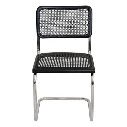 Cane Cantilever Side Chair Chrome Steel Frame Walnut A7