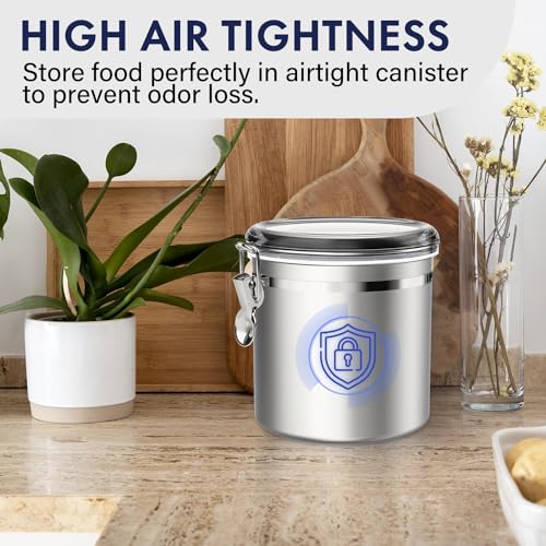Stainless Steel Airtight Canister 165oz with Clear Lid k7p
