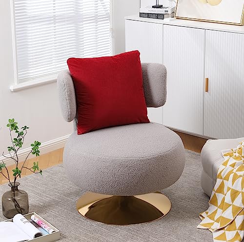 Upholstered Barrel Chair with Pillow, 360 Degree Swivel Single Sofa a7