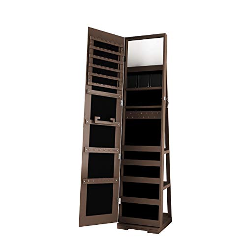 Wooden Jewelry Cabinet with Mirror and Lock k7m