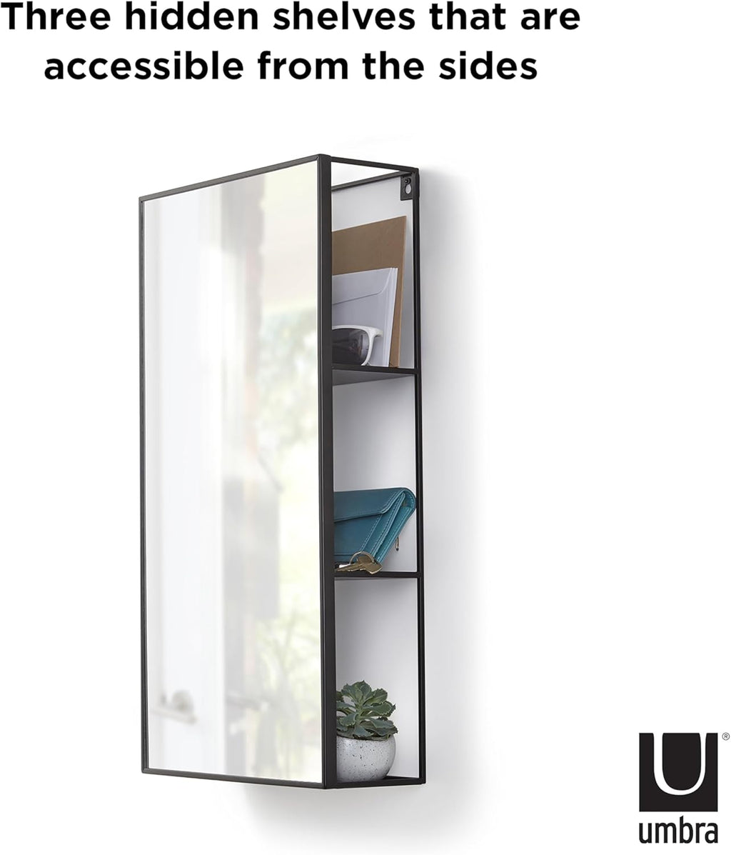 Black Metal Bathroom Mirror Cabinet 3 Shelves k7