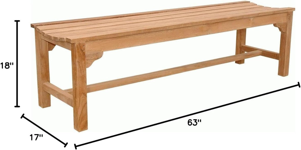 Teak Backless 3-Seater Bench a7