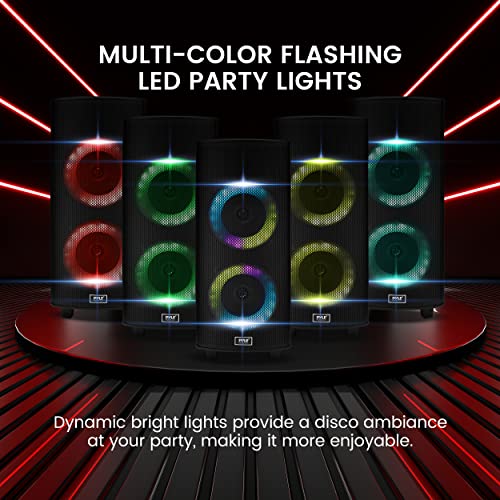 Pyle Portable Bluetooth PA Speaker System 700W Dual 8 Rechargeable TWS Party Light LED Display FM AUX MP3 USB SD Wheels Wireless Mic Remote Control Tablet Holder Included k7