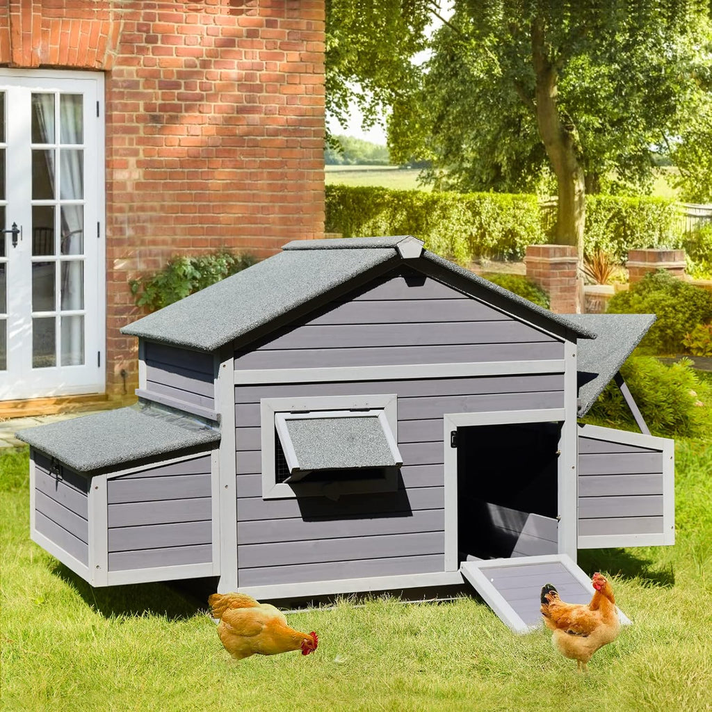 Chicken Coop Outdoor Poultry Cage Wooden Hen House with Nesting Box k7m