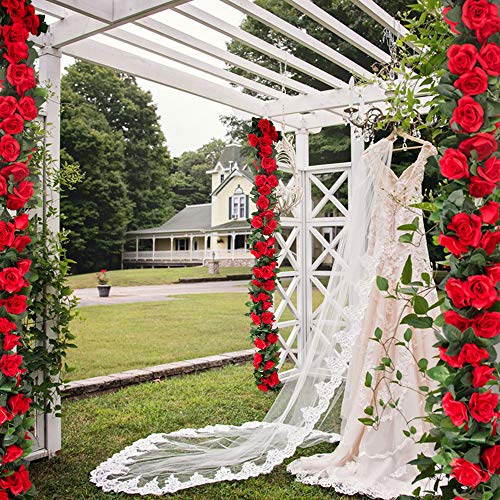 Rose Garlands Artificial Vines 4PCS Red a7
