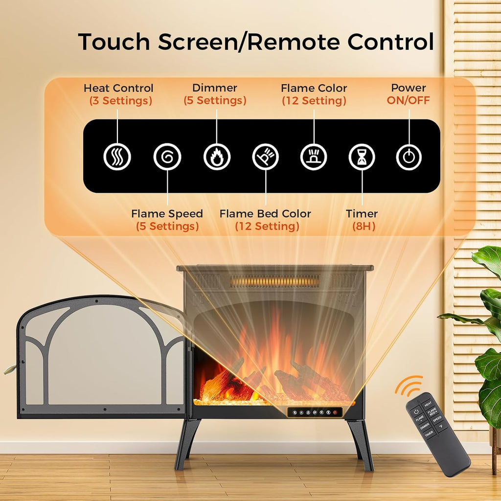 Electric Fireplace Heater with Remote Control and Timer a7