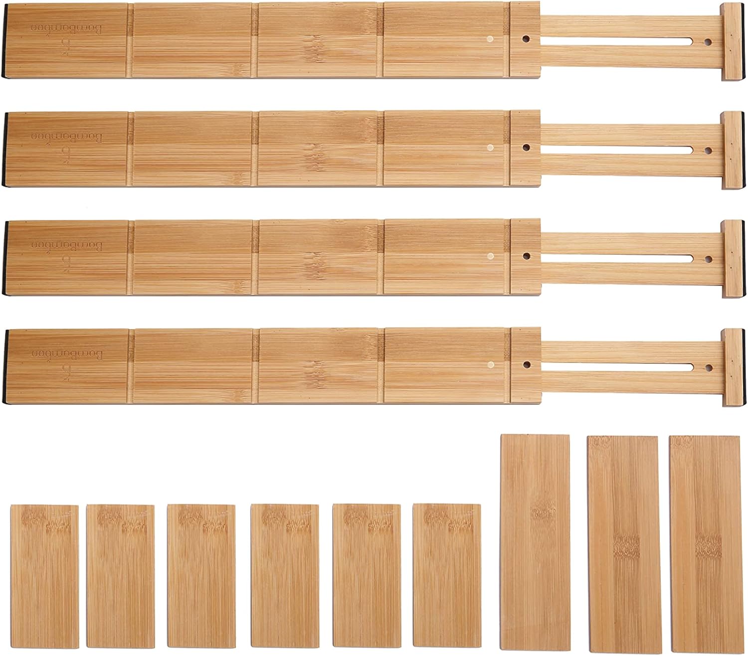 Bamboo Drawer Dividers 9 Inserts 4 Pack k7m