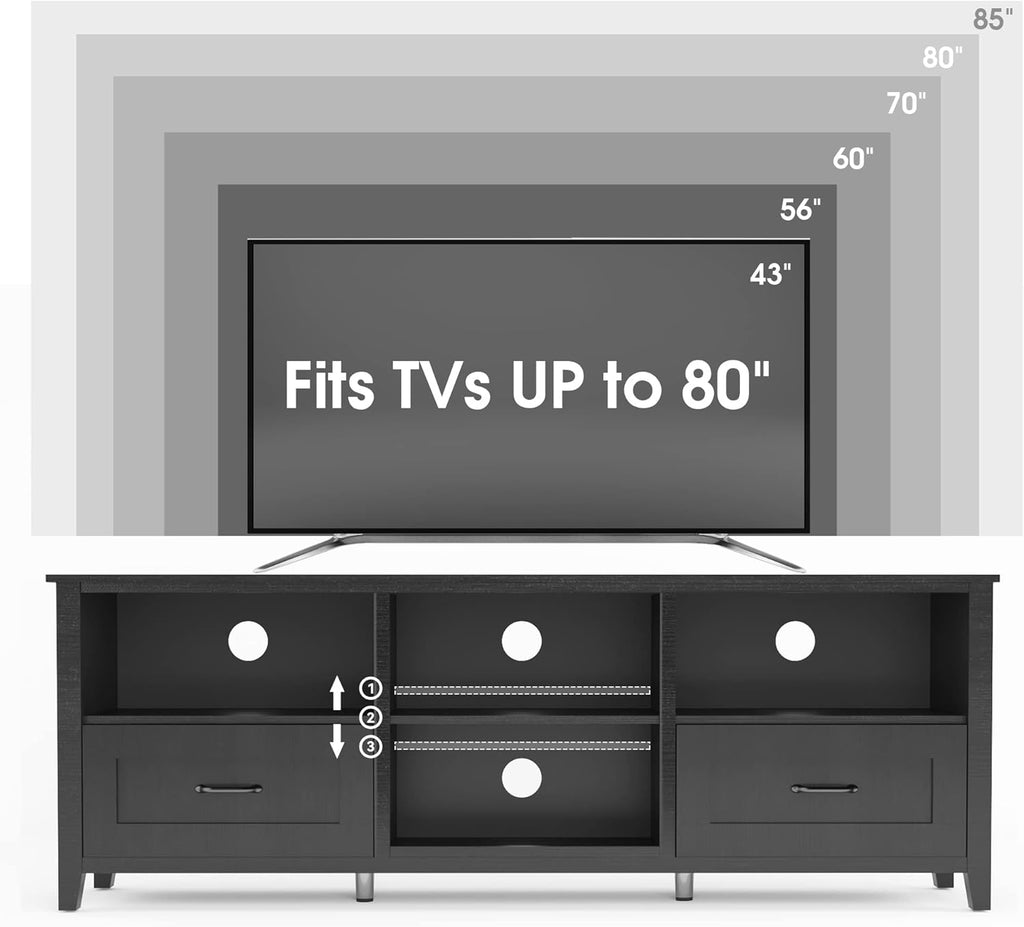 Black TV Stand with Drawers for Living Room a7