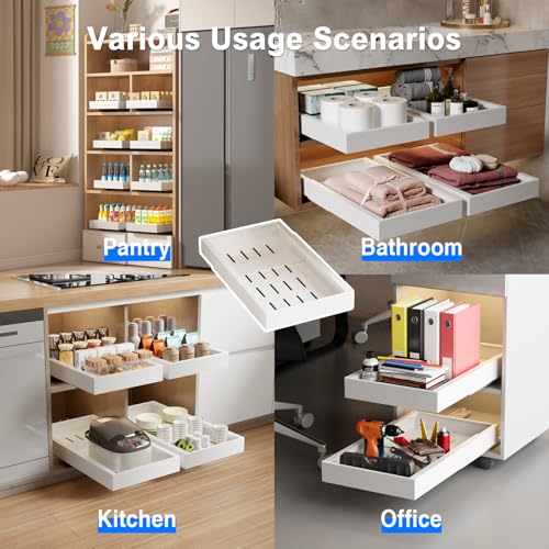 Cabinet Organizer Pull Out Drawer Expandable 16.5-21.8 White k7