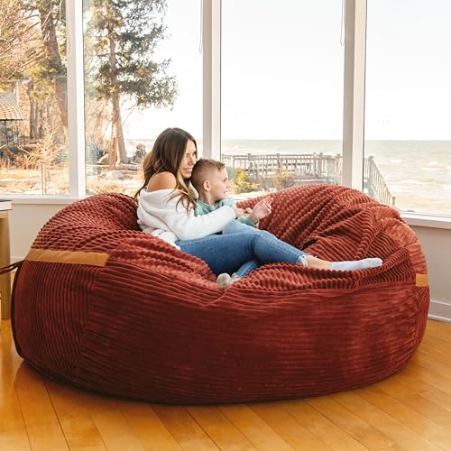 Giant Bean Bag Chair with Removable Cover, Deep Terracotta Plush a7