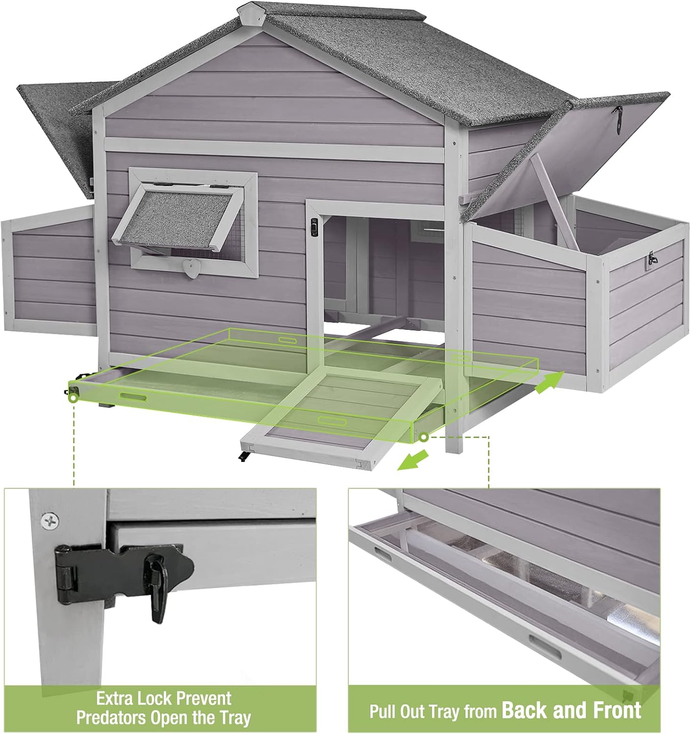 Chicken Coop Outdoor Poultry Cage Wooden Hen House with Nesting Box k7m