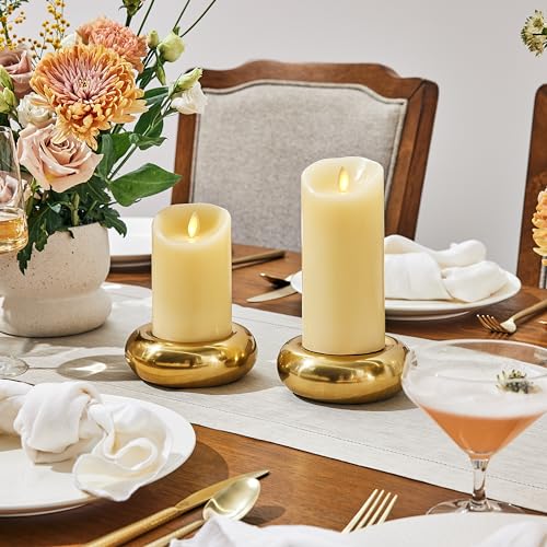 Flickering Flameless Ivory Pillar Candle with Warm LED Light k7