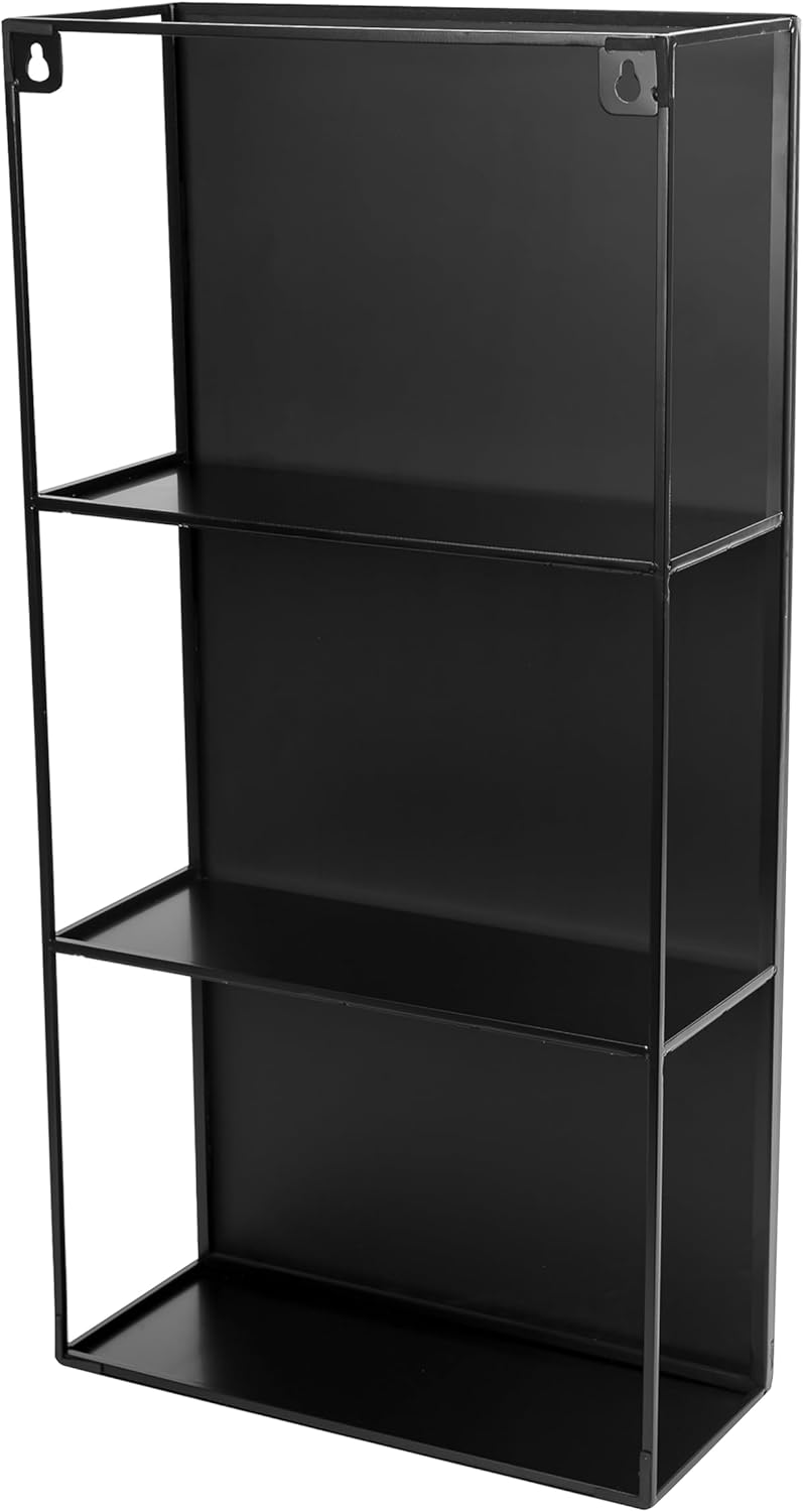 Black Metal Bathroom Mirror Cabinet 3 Shelves k7