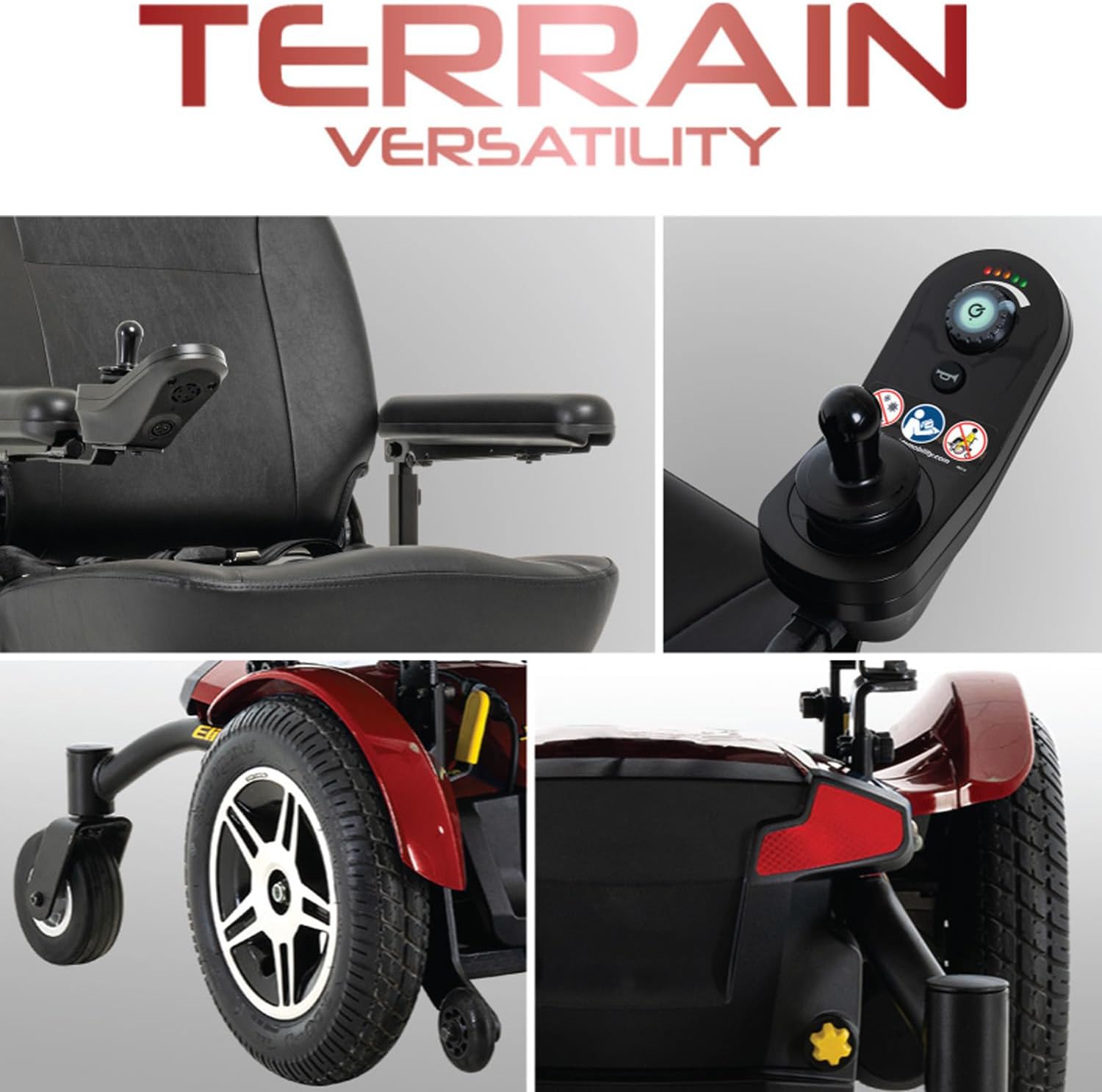 Power Wheelchair for Adults Red 300 lbs Capacity a7
