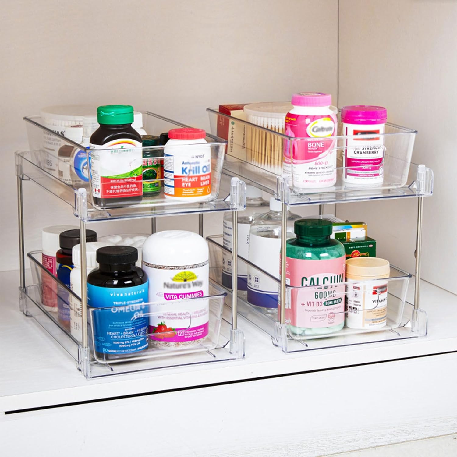 Clear Under Sink Organizer Slide-Out Storage Rack k7p