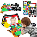 teytoy Tummy Time Mirror,Tummy Time Toys with Soft Crinkle 3D Cloth Book and Teethers Toys, Black and White Sensory Toys High Contrast Newborn Infant Baby Toys 0-6 Months Decorations