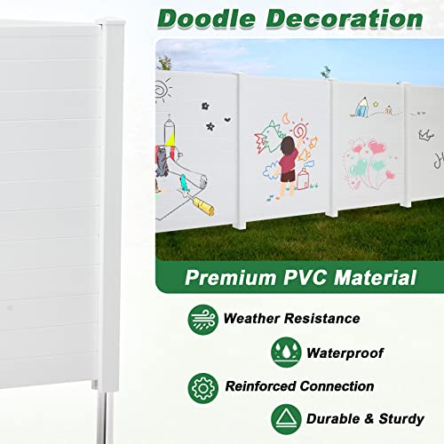 Outdoor Privacy Screen 2 Panels 48x49 Inch Freestanding Fence White k7