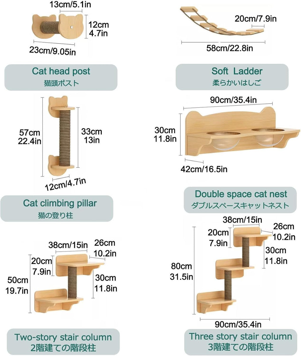 Cat Wall Climbing Set with Nest and Steps a7k