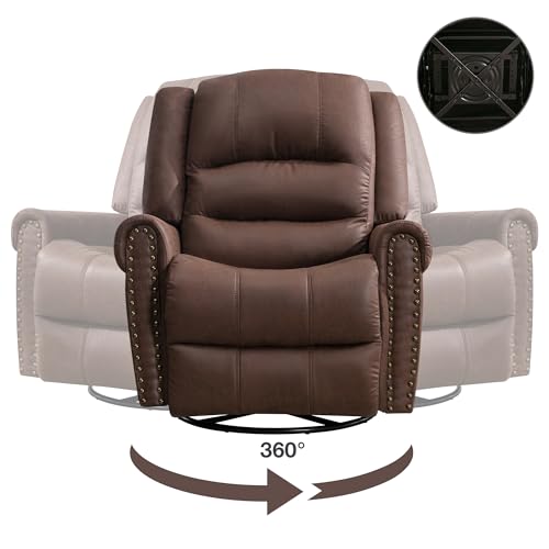 Leather Recliner Chair with Massage and Heating, Swivel Rocking Manual Recliner Brown k7