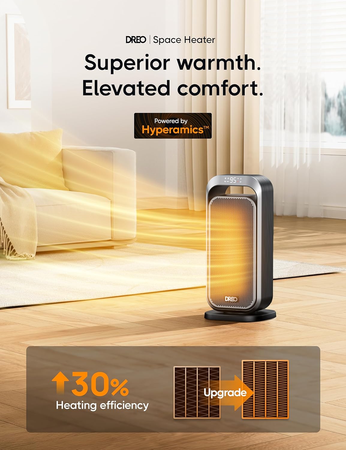 Dreo 1500W Radiator Heater with Remote Control and Dreo 1500W 70° Oscillating Space Heater with Remote Control, Electric Heaters for Indoor Use a7
