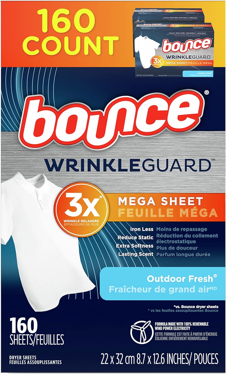 Dryer Sheets Fabric Softener Wrinkle Releaser Outdoor Fresh 160 Count k7