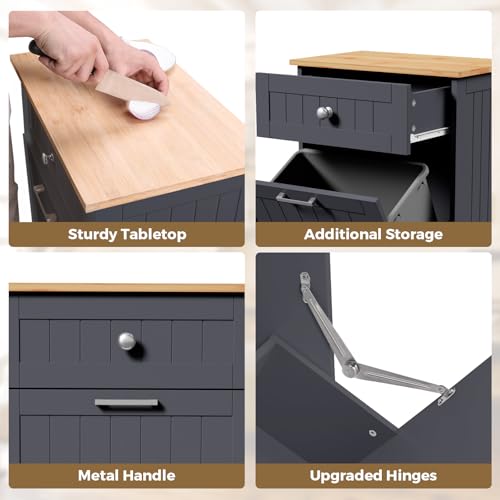 Trash Cabinet with Hideaway Drawer and Cutting Board White a7