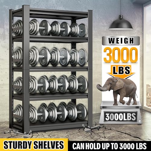 72"H 48"W 5-Tier Metal Garage Shelving Unit with Wheels Adjustable Shelves k7