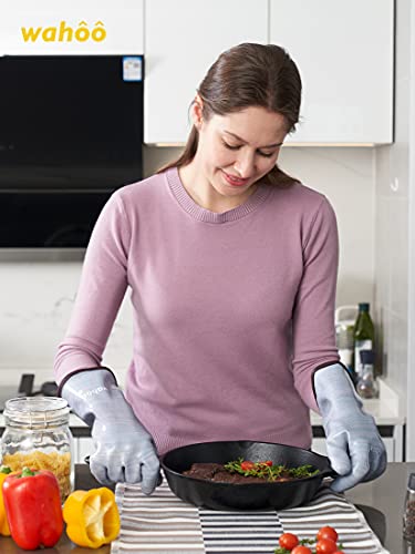 Silicone Smoker Oven Gloves Heat Resistant Cooking Grilling Baking Purple M8 k3