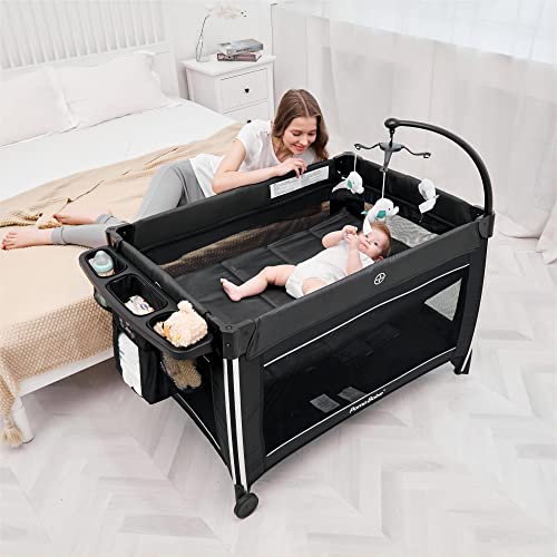 Portable Baby Crib Foldable Travel Playard with Bassinet and Changing Table k7m