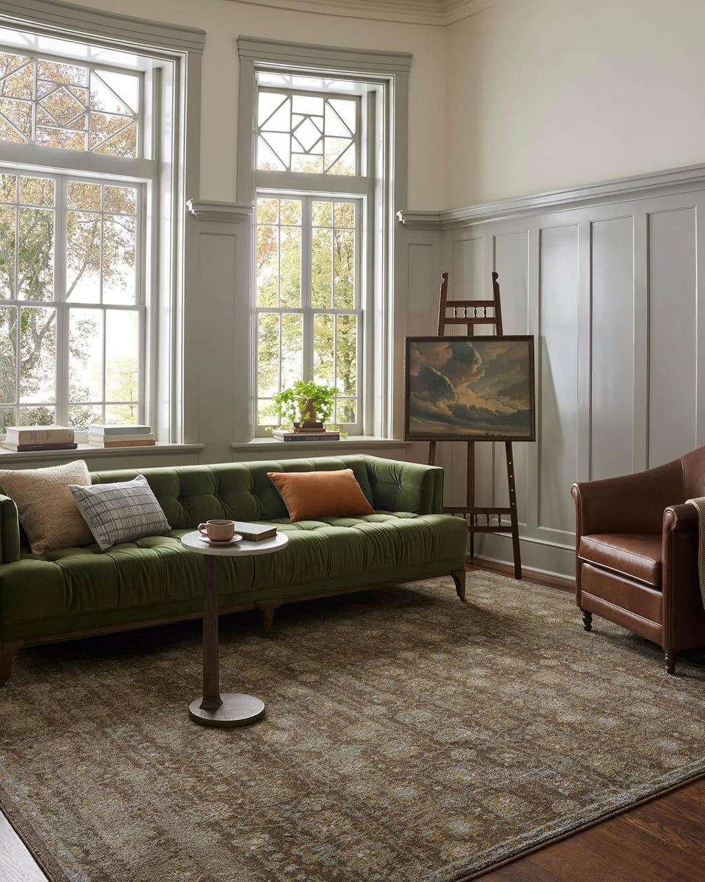Loloi Magnolia Home by Joanna Gaines MONA Collection MOA-03 BARK/NATURAL 7'-6" x 7'-6" Round Area Rug