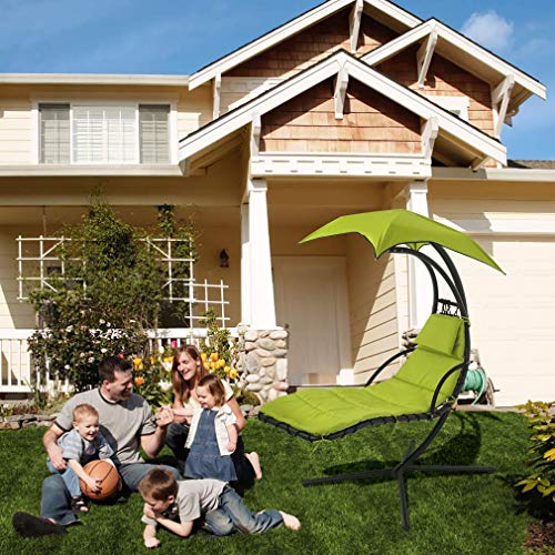 Hammock Chair with Canopy Umbrella and Pillow for Outdoor Patio a7