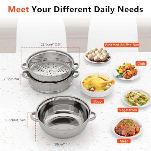 Stainless Steel 5-Tier Steamer Pot with Glass Lid a7k