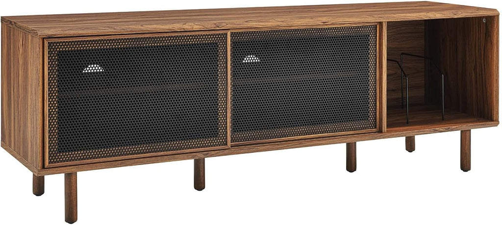 Modway Kurtis MDF Particleboard TV and Record Stand for TVs up to 65" in Walnut