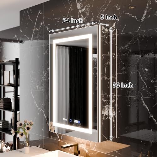 Lighted Medicine Cabinet with Mirror 24x36 LED Bathroom k7m