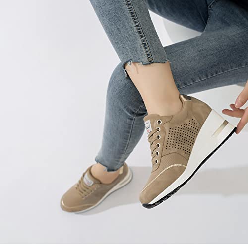 High Heel Wedge Sneakers for Women Fashion Platform Shoes k7m