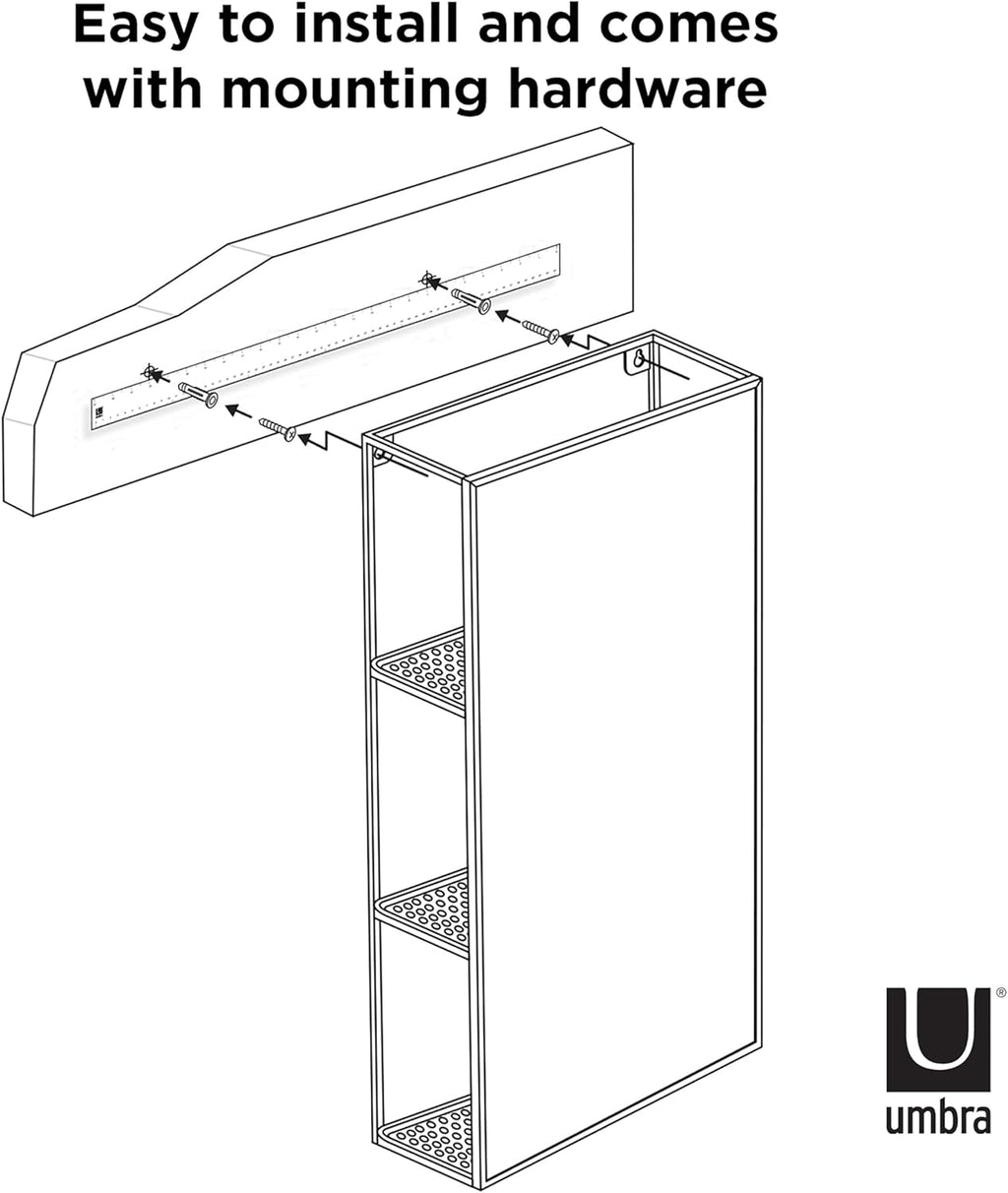 Black Metal Bathroom Mirror Cabinet 3 Shelves k7