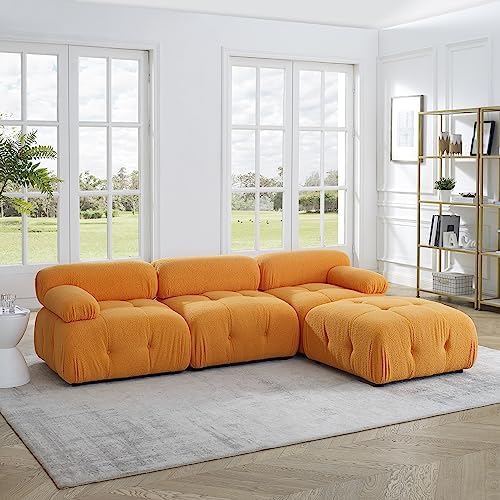 Boucle Bubble Corduroy Cloud couches Couch Modular Cloud Sofa Modern sectional, Teddy Fabric Comfy sectional couches for Living Room dupes Living Room (Beige)