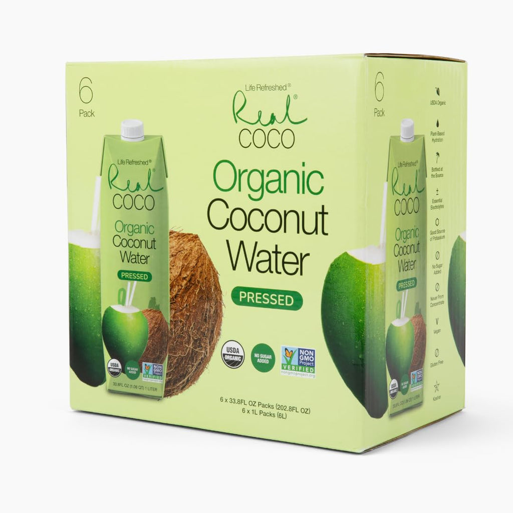 Organic Pressed Coconut Water 6-Pack 1L a7