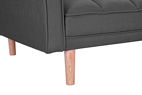 Convertible Futon Sofa Bed with Two Pillows, Light Grey q7m
