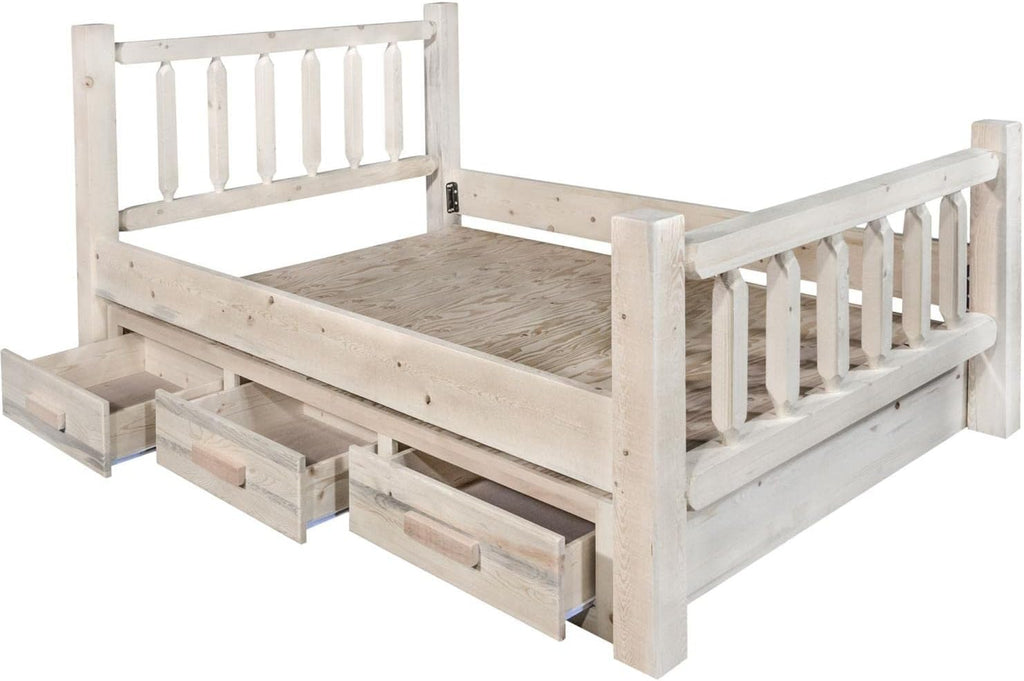 Twin Bed with Storage, Clear Lacquer Finish k7