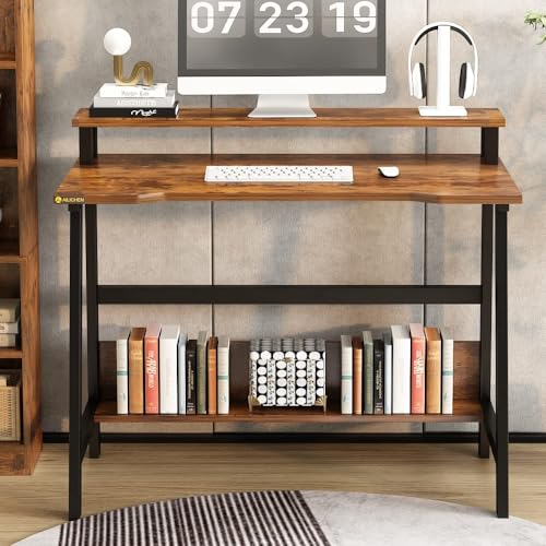 Compact Desk with Monitor Stand Black k7m