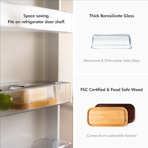 Glass butter dish with airtight lid for fridge and countertop a7